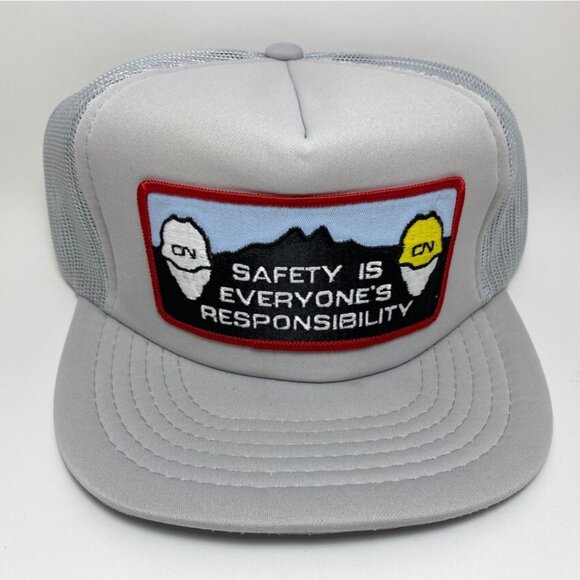 Vintage Trucker Hat Foam & Mesh Cap 1980s CN Safety is Everyone’s Responsibility - Picture 1 of 3